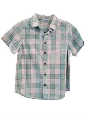 NWT Cat & Jack Boy's Short Sleeve Plaid Button-Down Shirt - Sz L (10/12)